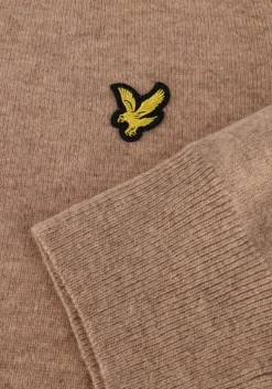 taupe lyle & scott trui lambswool blend crew neck jumper