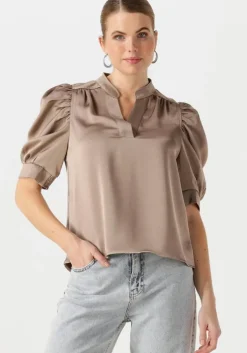 taupe neo noir blouses roella heavy sateen blouse