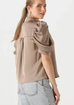 taupe neo noir blouses roella heavy sateen blouse