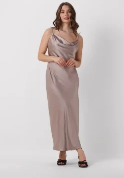 taupe notre-v maxi jurk satin strap dress