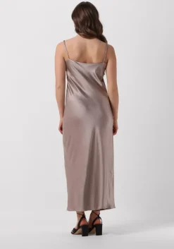 taupe notre-v maxi jurk satin strap dress