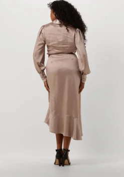 taupe notre-v midi jurk nv-dorissa satin dress