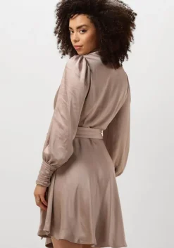 taupe notre-v mini jurk nv-doris satin dress