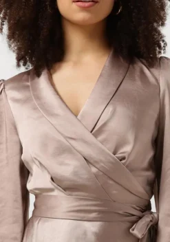 taupe notre-v mini jurk nv-doris satin dress