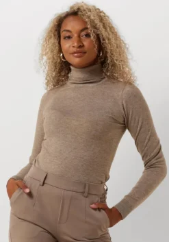 taupe object coltrui objthess l/s rollneck knit pullover