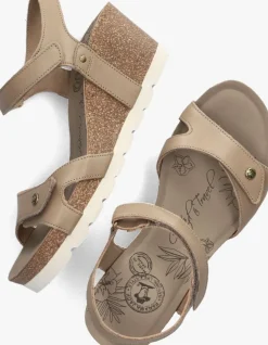 taupe panama jack sandalen met hak julia