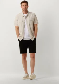 taupe pure path casual overhemd seersucker shortsleeve shirt with chest pockets