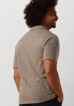 taupe pure path casual overhemd shortsleeve shirt button up