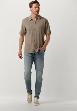 taupe pure path casual overhemd shortsleeve shirt button up