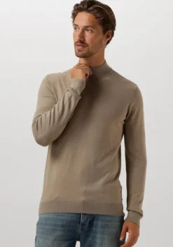 taupe pure path coltrui essential knit mockneck sweater