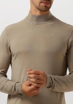 taupe pure path coltrui essential knit mockneck sweater