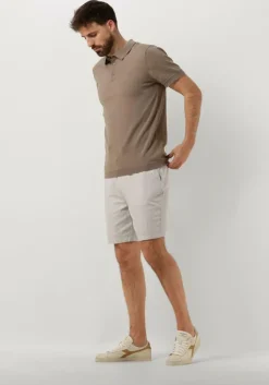 taupe pure path polo knit polo with chestprint
