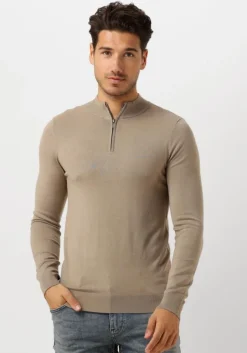 taupe pure path trui essential knitwear halfzip sweater