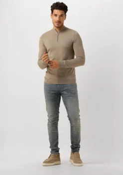 taupe pure path trui essential knitwear halfzip sweater