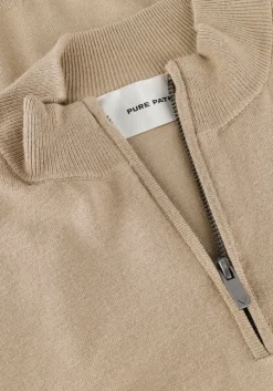 taupe pure path trui essential knitwear halfzip sweater