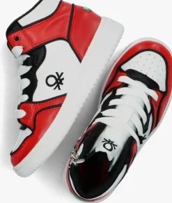 witte benetton hoge sneakers rod