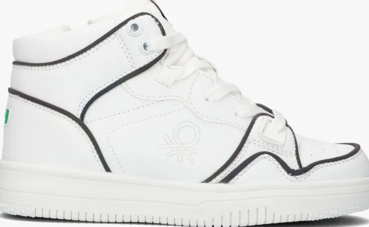 witte benetton hoge sneakers reflective