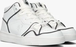 witte benetton hoge sneakers reflective