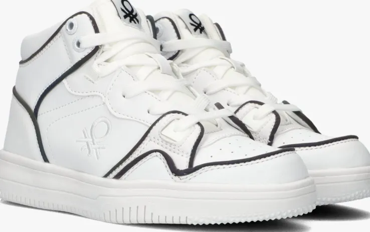 witte benetton hoge sneakers reflective