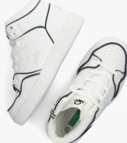 witte benetton hoge sneakers reflective