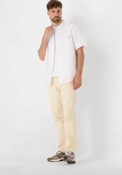 witte calvin klein casual overhemd linen cotton s/s shirt