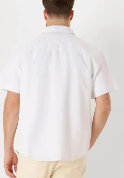 witte calvin klein casual overhemd linen cotton s/s shirt