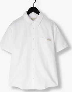 witte calvin klein casual overhemd linen cotton s/s shirt