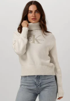 witte calvin klein coltrui chenille monologo sweater