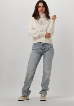 witte calvin klein coltrui chenille monologo sweater