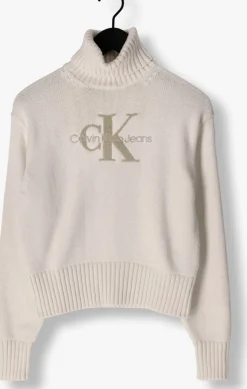 witte calvin klein coltrui chenille monologo sweater