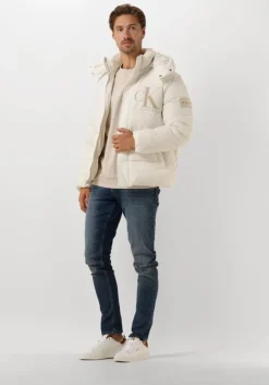 witte calvin klein gewatteerde jas essentials non down jacket