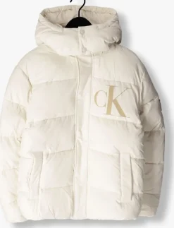 witte calvin klein gewatteerde jas essentials non down jacket