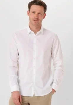 witte calvin klein klassiek overhemd poplin stretch slim shirt