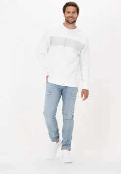 witte calvin klein sweater blocking institutional crew neck