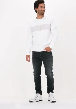 witte calvin klein sweater blocking institutional crew neck