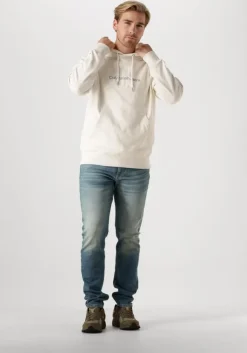 witte calvin klein sweater chenille monologo hoodie