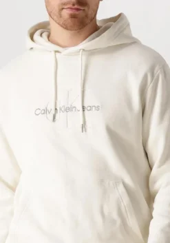 witte calvin klein sweater chenille monologo hoodie