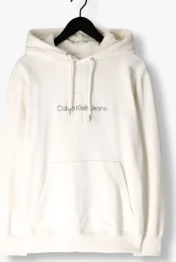 witte calvin klein sweater chenille monologo hoodie
