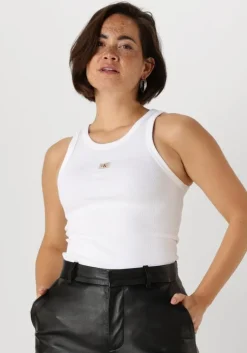 witte calvin klein top woven label rib tank top