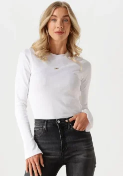 witte calvin klein tops & t-shirts woven label rib ls top