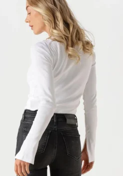 witte calvin klein tops & t-shirts woven label rib ls top