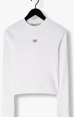 witte calvin klein tops & t-shirts woven label rib ls top