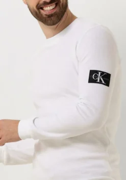 witte calvin klein trui badge waffle ls tee