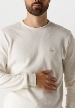 witte calvin klein trui woven label waffle ls tee