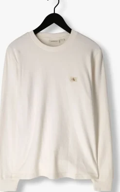 witte calvin klein trui woven label waffle ls tee