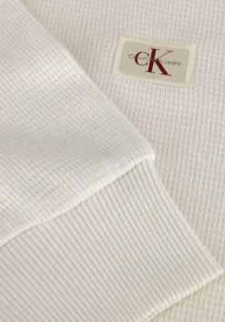 witte calvin klein trui woven label waffle ls tee