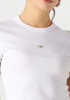 witte calvin klein t-shirt woven label rib fitted tee