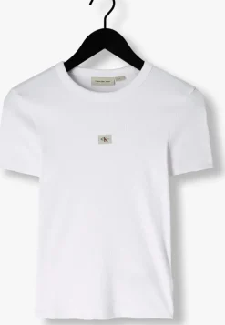 witte calvin klein t-shirt woven label rib fitted tee