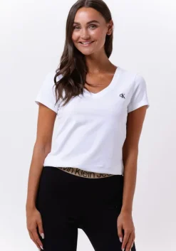 witte calvin klein t-shirt ck embroidery stretch