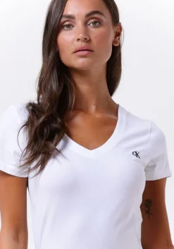 witte calvin klein t-shirt ck embroidery stretch